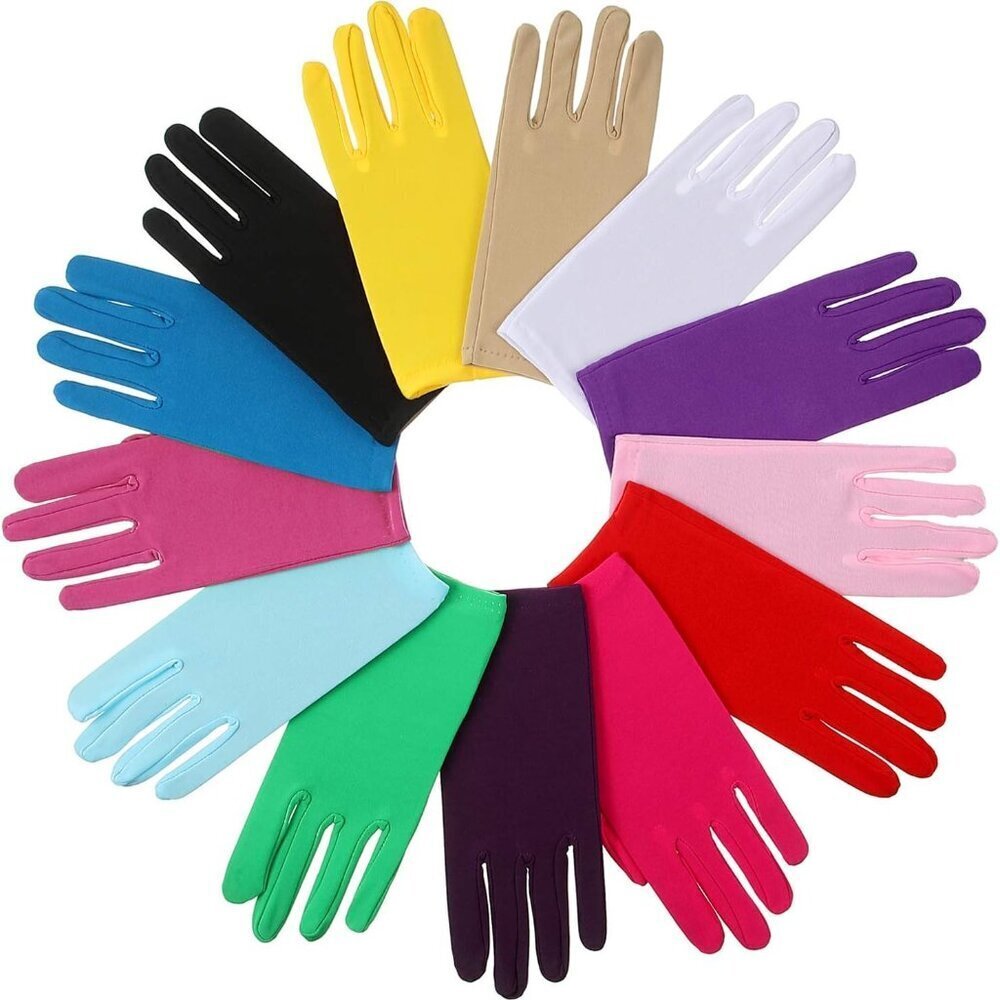 13 Pairs Women's Short Spandex Gloves Opera Costume Accessories for Parties